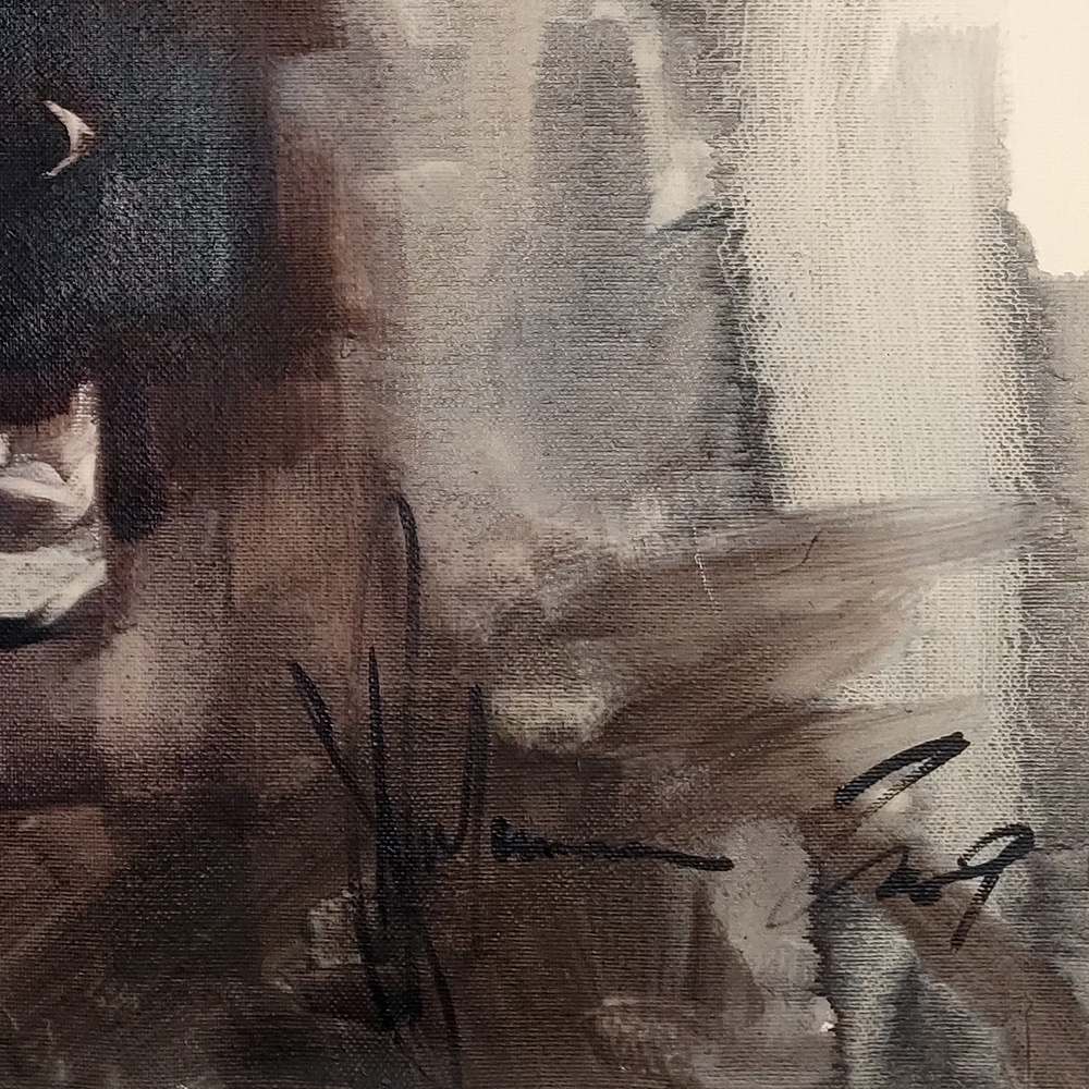 Artist signature on Absinthe Still Life original painting by Igor Shulman