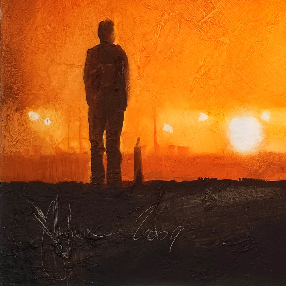 Artist signature on the original oil painting No alla Mafia by Igor Shulman