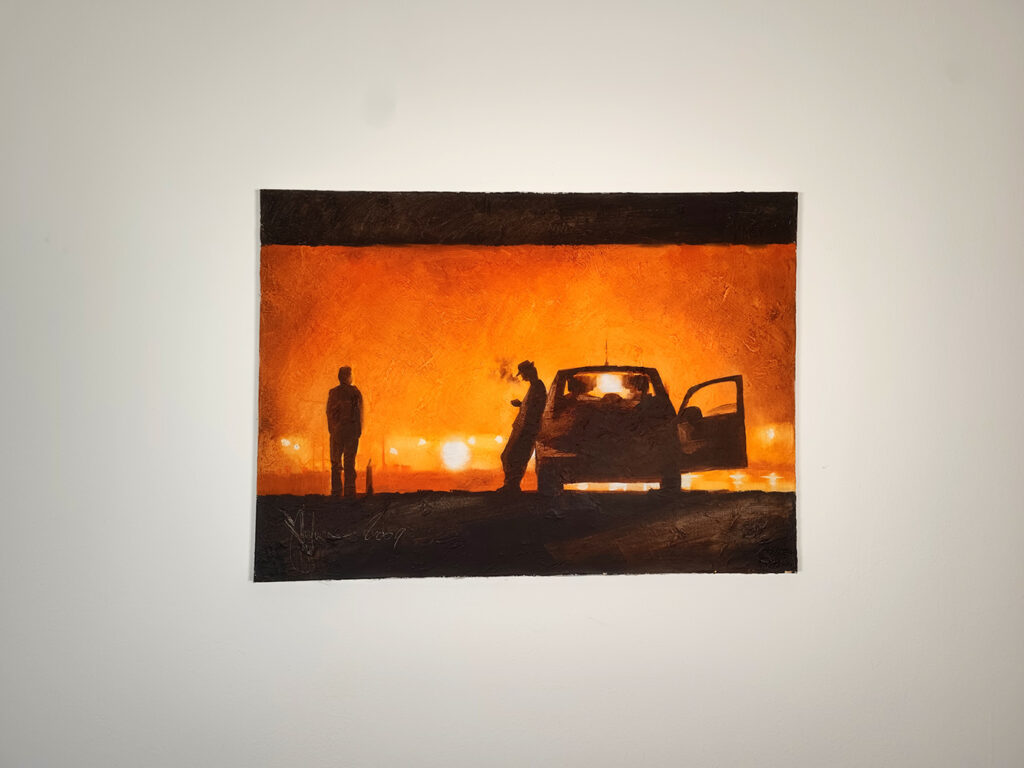 No alla Mafia by Igor Shulman displayed on a wall for interior visualization