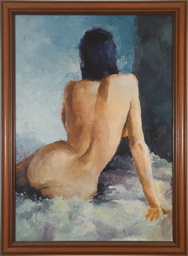 Framed original oil painting Nude #101 by Igor Shulman in its original wooden frame