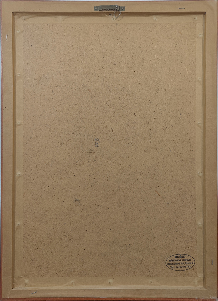 Back of Nude #101 showing gallery label, inventory markings, and provenance details