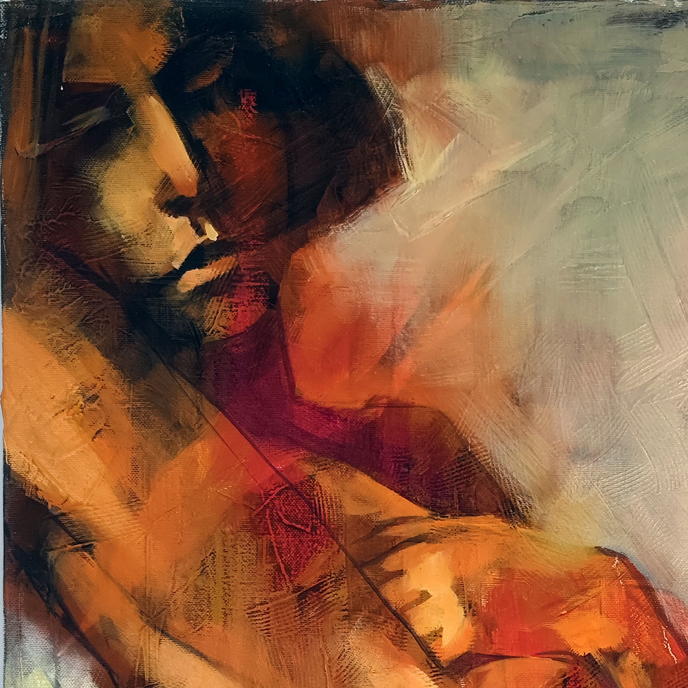 Close-up of the woman's face and hand in Nude #107 by Igor Shulman.
