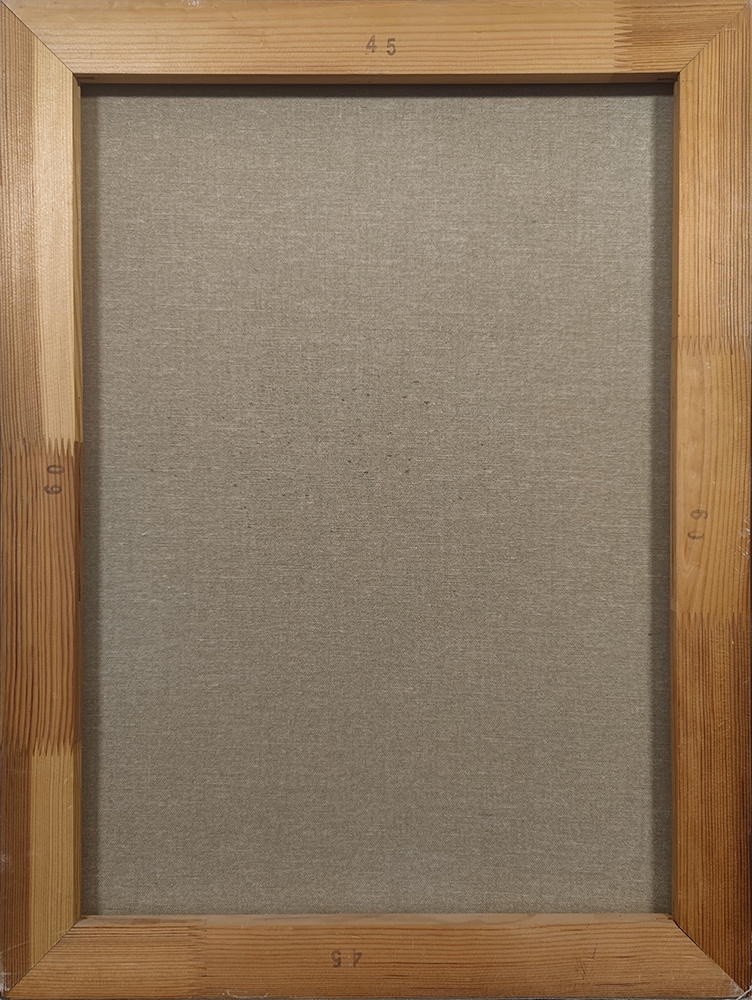 Reverse side of The Ballet #25 showing the back of the original canvas and provenance details