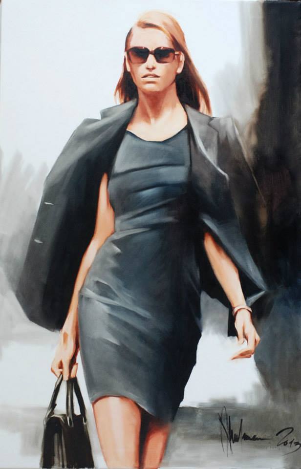 Energy, 2013 – Original Oil Painting by Igor Shulman Igor Shulman's Energy, 2013 original oil painting of a woman walking in sunglasses