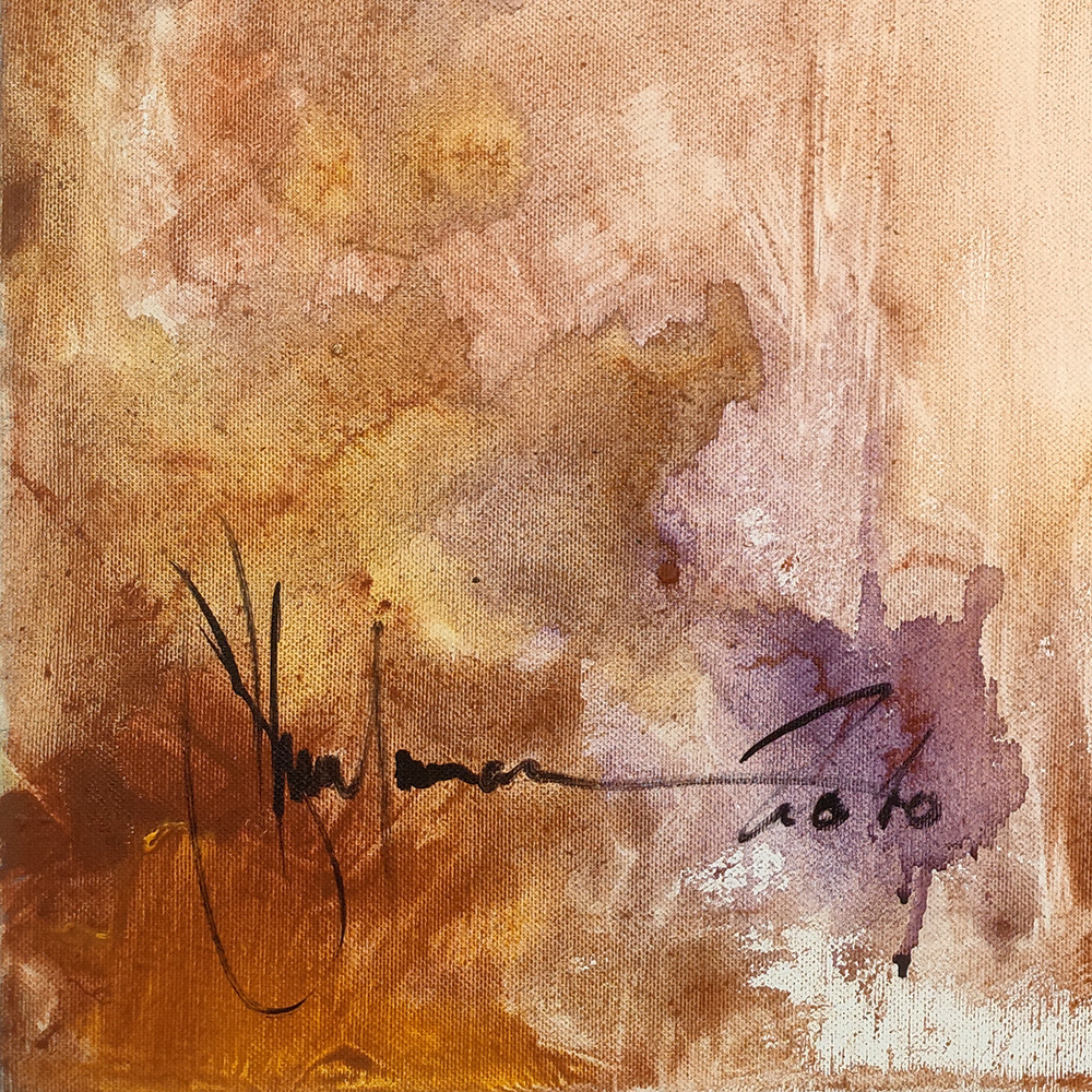 Artist signature detail on Cinema 5 oil painting by Igor Shulman