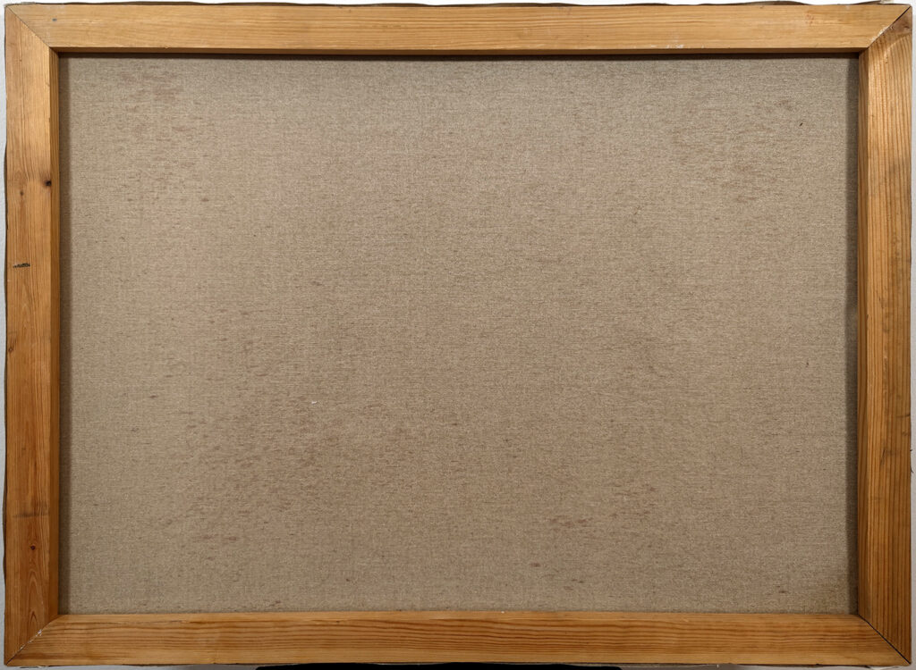 Reverse side of Happy Family by Igor Shulman showing the original canvas stretcher