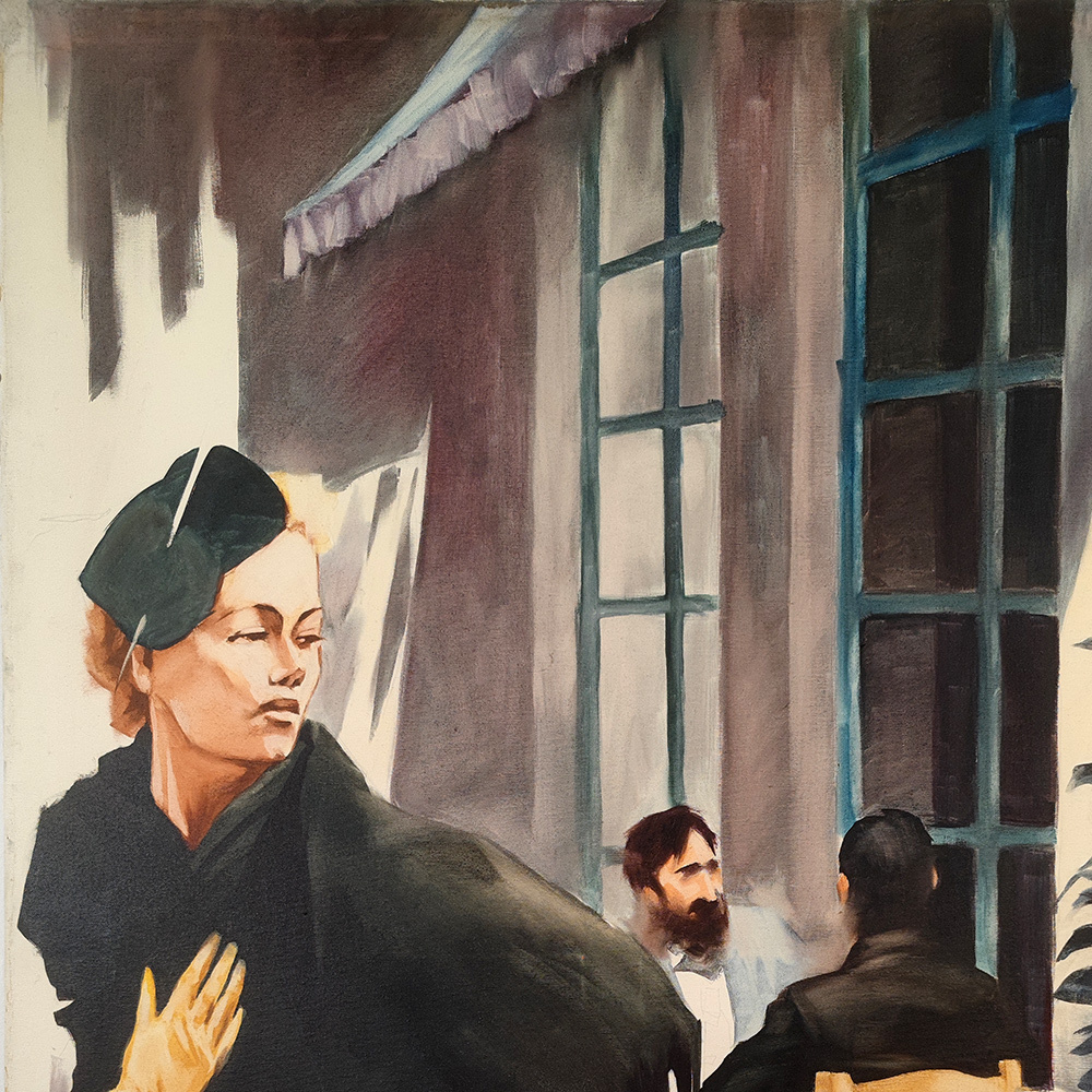 Detail of Quadriptych #1 – pale gloves and fringed coat hem, oil on canvas by Igor Shulman