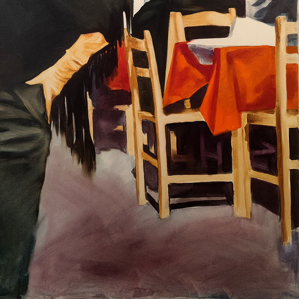 Detail of Quadriptych #1 showing expressive brushwork and oil paint texture, Igor Shulman, 2008