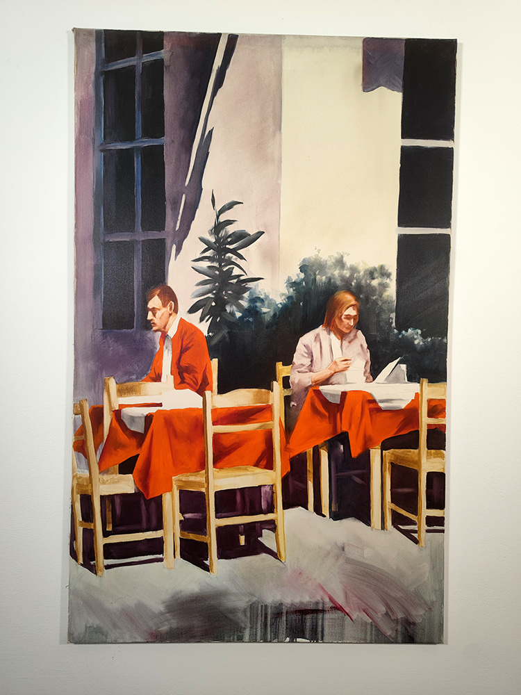 Quadriptych for a Bar Interior #2 by Igor Shulman displayed on a wall, interior installation view