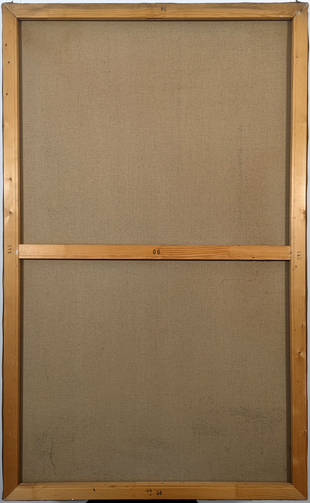 Reverse of Quadriptych for a Bar Interior #3 showing the back of the canvas and stretcher frame