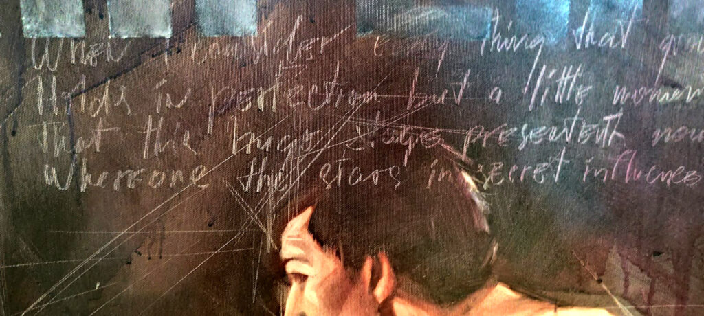 Sonets, 2012 – detail of the male figure and script