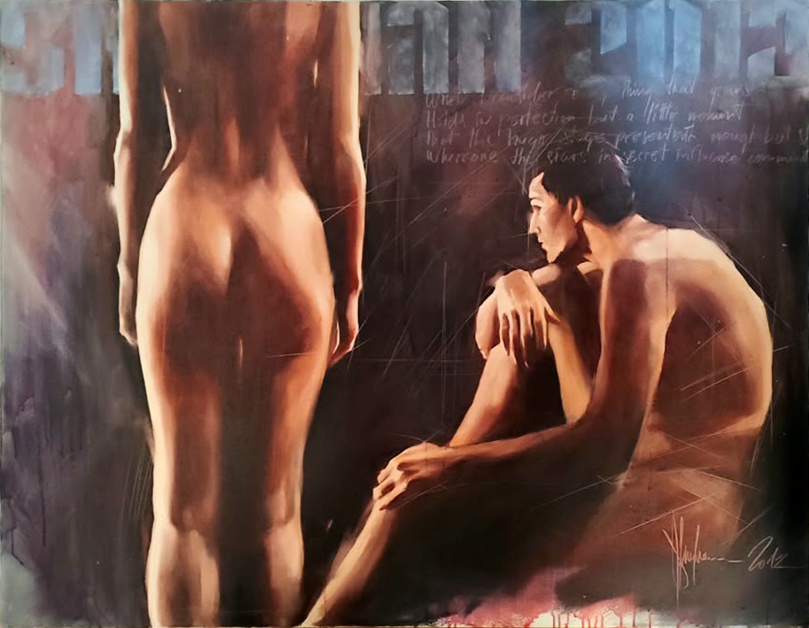 Sonets, 2012 – original oil painting by Igor Shulman with two nude figures