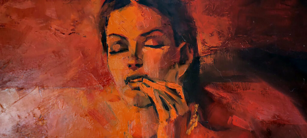 Detail of the woman's face in Tender, 2013